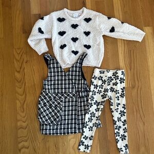 BUNDLE Cozy Heart Sweater and Floral Leggings Set